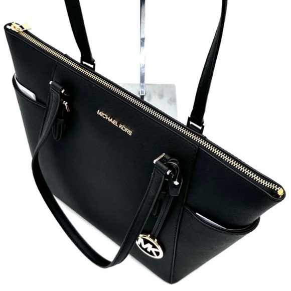 Michael Kors Large Charlotte Tote Bag & Large Continental Wallet Wristlet Black - Picture 7 of 14